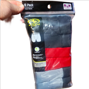 Men's Athletic Boxer Briefs 6-Pack - Black, Gray, Red 6 Pack Size 2XL New